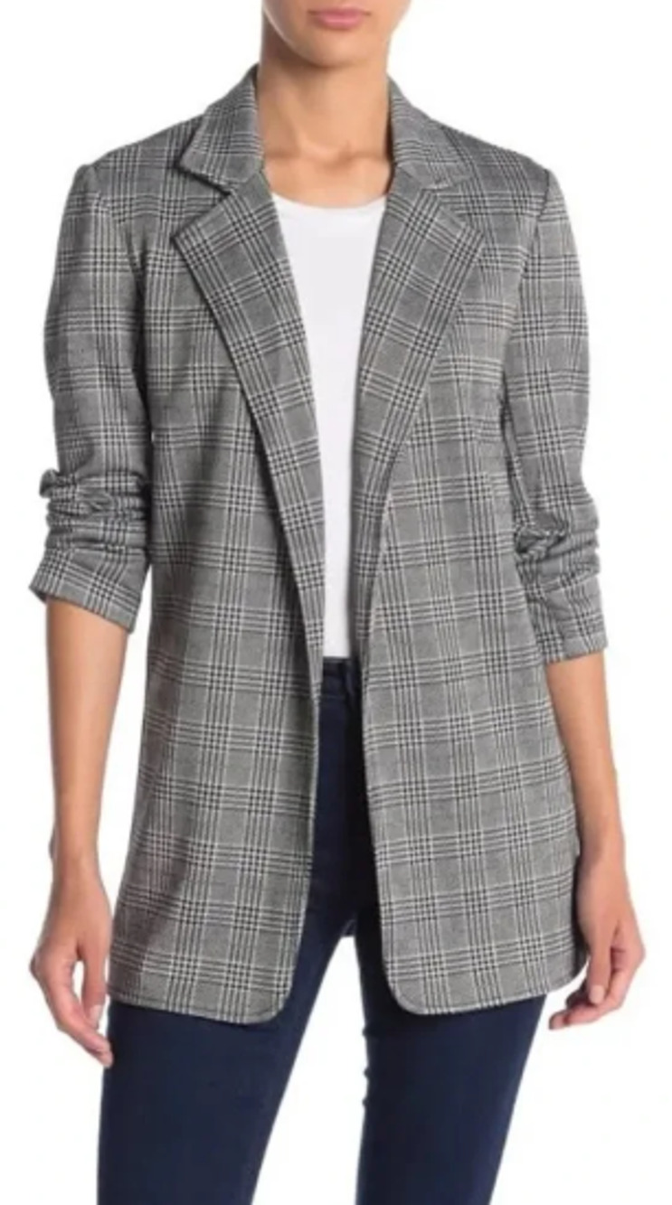 Philosophy Republic Black and White Open Front Plaid Houndstooth Blazer M 8-12